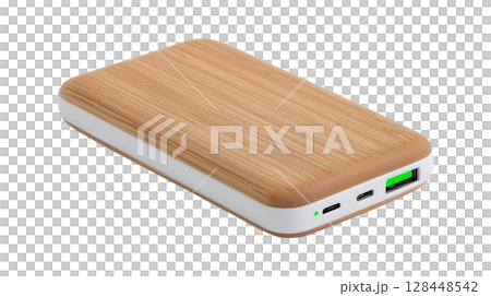 Eco-Friendly Wooden Power Bank with Multiple USB Ports for Sustainable Mobile Charging 128448542