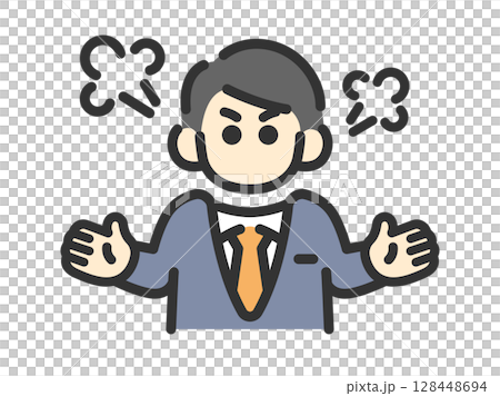 憤怒的商人圖示插圖（線條畫顏色） 128448694