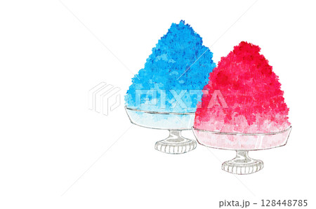 かき氷　水彩　透過素材 128448785