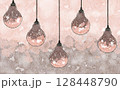 吊るされた電球 苺チョコカラー 水彩背景素材 128448790