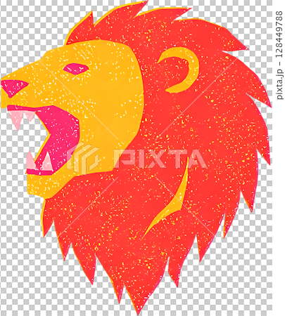 A lion yawning in the grass 128449788