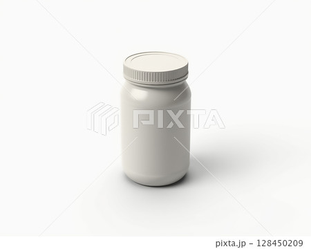 Simple white jar on a clean surface for practical and creative storage solutions 128450209