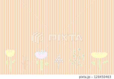 オレンジ色のボーダーと北欧風の花 オレンジ色のボーダーと北欧風の花 128450463