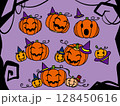 ハロウィンのかわいいかぼちゃのイラスト素材 128450616