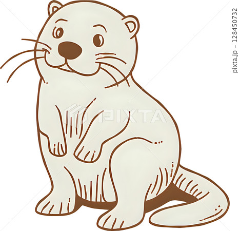 はにかむような表情のカワウソ 128450732