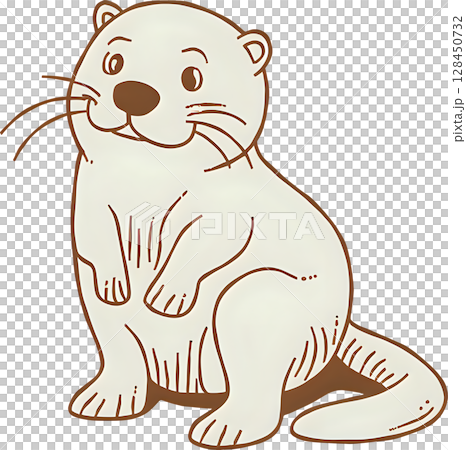 はにかむような表情のカワウソ 128450732