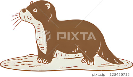 はにかむような表情のカワウソ 128450733