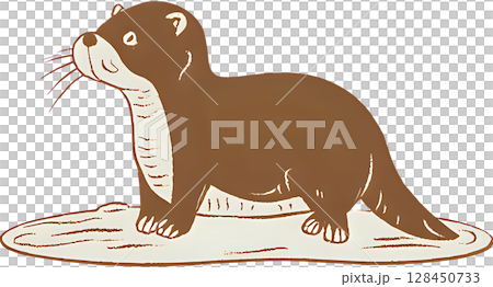 はにかむような表情のカワウソ 128450733