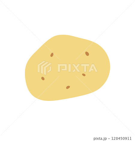 Simple cute potato cartoon in earthy tones, perfect for food-related graphics, healthy eating icons, garden produce illustrations, and playful vegetable designs 128450911