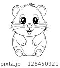 Doodle Vector Illustration of a Hamster in Cartoon Style 128450921