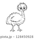 Doodle Vector Illustration of Emu in Cartoon Style 128450928