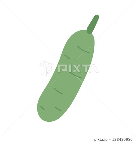 Simple green cucumber with clean lines and soft tone, perfect for healthy food blogs, gardening designs, or fresh produce packaging concepts 128450950