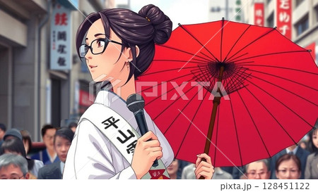 選挙演説の女性アンチを警戒 128451122
