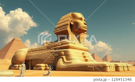 パラレルワールド・おっさん顔のスフィンクス 128451346
