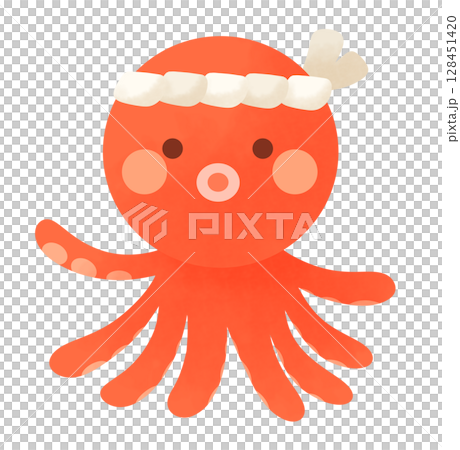 ねじりはちまきをしたタコのイラスト 128451420