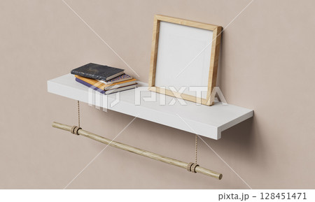Shelf Decoration Interior Picture Frame Mock up. 3D Rendering. Shelf Decoration Interior Picture Frame Mock up. 3D Rendering. 128451471