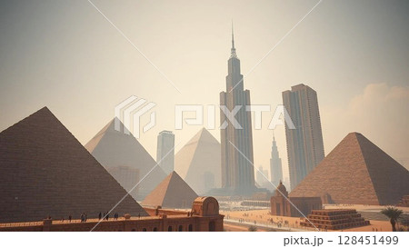 パラレルワールド・エジプトに現れた摩天楼 128451499