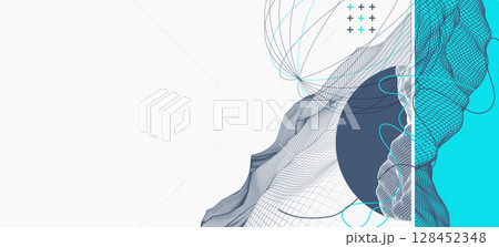Abstract wireframe background. Modern science or technology art elements. Surface illustration. Abstract wireframe background. Modern science or technology art elements. Surface illustration. 128452348