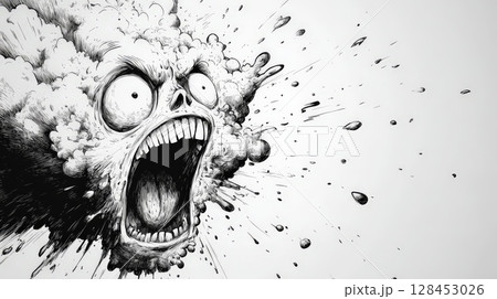 Monster Head Exploding Screaming monster head exploding with smoke and...のイラスト素材 [128453026 ...