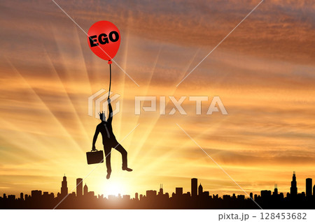 Conceptual scene of a narcissistic and selfish businessman 128453682