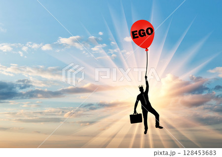 Conceptual scene of a narcissistic and selfish businessman 128453683