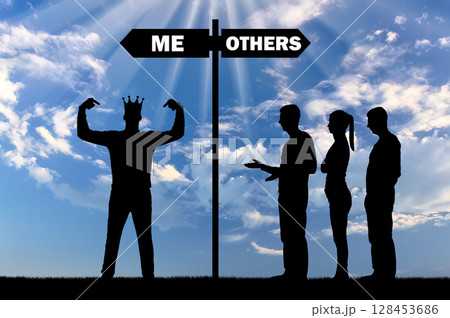 Conceptual scene of selfish people Conceptual scene of selfish people 128453686