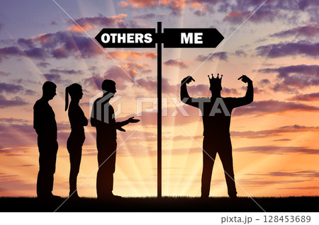 Conceptual scene of a selfish person Conceptual scene of a selfish person 128453689