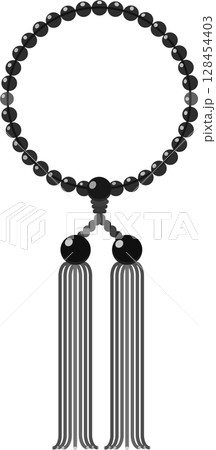 白黒の数珠のイラスト 128454403