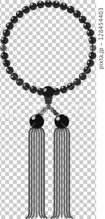 白黒の数珠のイラスト 128454403