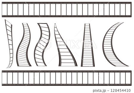 映画写真の70ミリフィルム　変形するフィルム　グラフィック素材 128454410