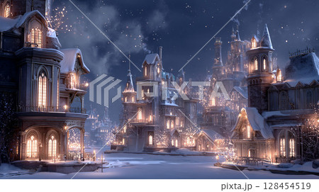 紫に染まる神秘の魔法都市 紫に染まる神秘の魔法都市 128454519