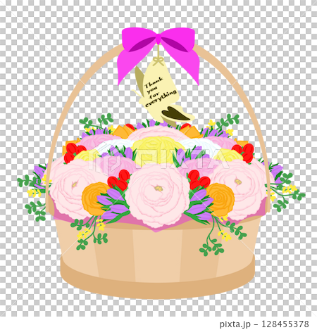 贈り物_フラワーバスケットのイラスト 128455378