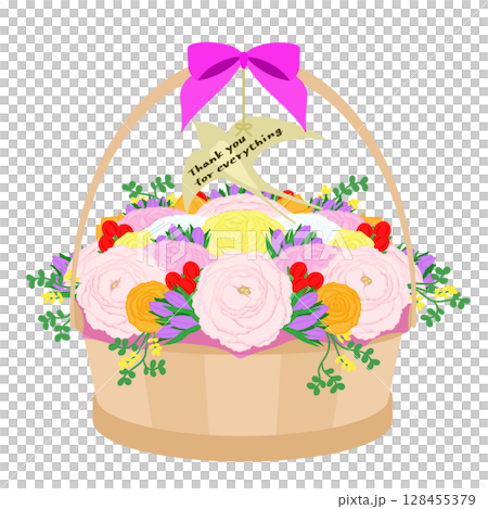 贈り物_フラワーバスケットのイラスト 128455379