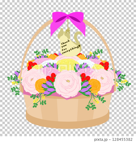 贈り物_フラワーバスケットのイラスト 128455382