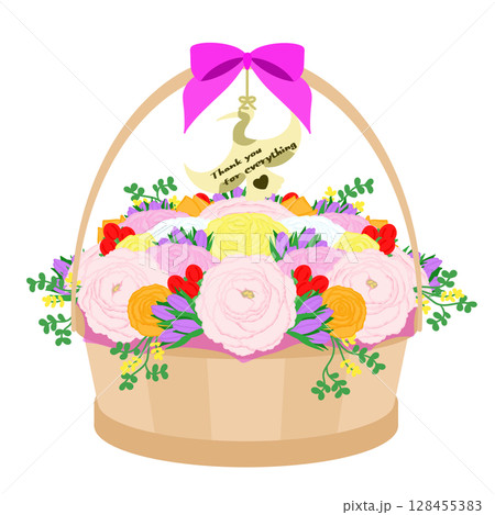 贈り物_フラワーバスケットのイラスト 128455383