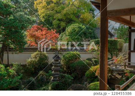奈良県天理市の紅葉まっさかりの釜の口山長岳寺を撮影 128455386