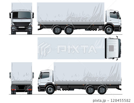 Vector awning flatbed truck mockup isolated on white background 128455582