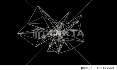 Wireframe fractal element. Computer generated 3d render 128455589