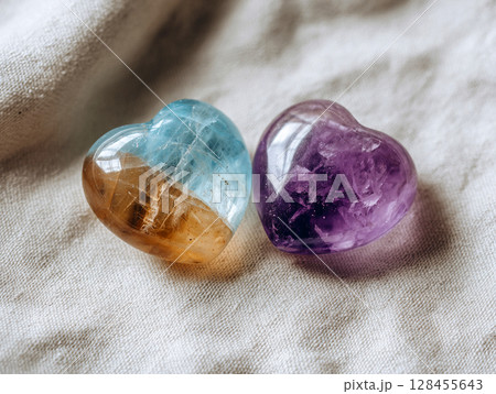 2つのかわいい天然石　AI画像 128455643