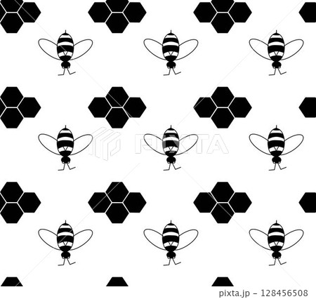 World bee day vector design. bee and honeycomb seamless pattern. Vector graphic line illustration. design for fashion graphics, textile prints, fabrics, wallpapers. World bee day vector design. bee and honeycomb seamless pattern. Vector graphic line illustration. design for fashion graphics, textile prints, fabrics, wallpapers. 128456508