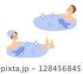 水風呂に入る男女のイラストセット_顔入り 128456845