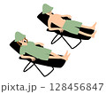 ととのい椅子に寝転ぶ男女のイラストセット_顔入り 128456847