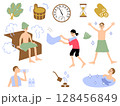 サウナ関連グッズと男性イラストセット_顔入り 128456849