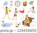 サウナ関連グッズと女性イラストセット_顔入り 128456850