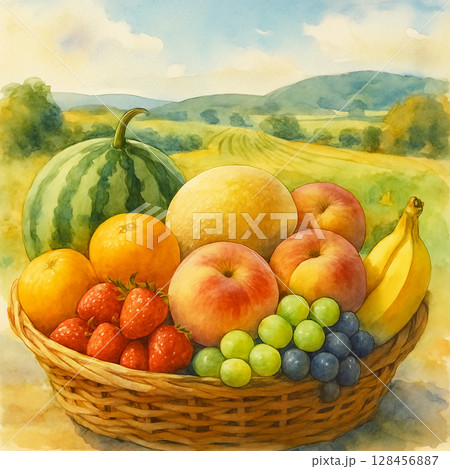 夏のフルーツ〜水彩画〜 128456887