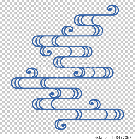 水色の流水紋の和風ベクター素材 水色の流水紋の和風ベクター素材 128457062