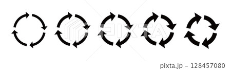 ループ矢印のアイコンセット　くるくる矢印　ベクター 128457080
