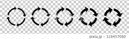ループ矢印のアイコンセット　くるくる矢印　ベクター 128457080