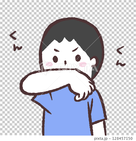 一名男子聞自己氣味的插圖 一名男子聞自己氣味的插圖 128457150
