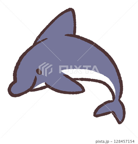 イルカの横向きのイラスト 128457154